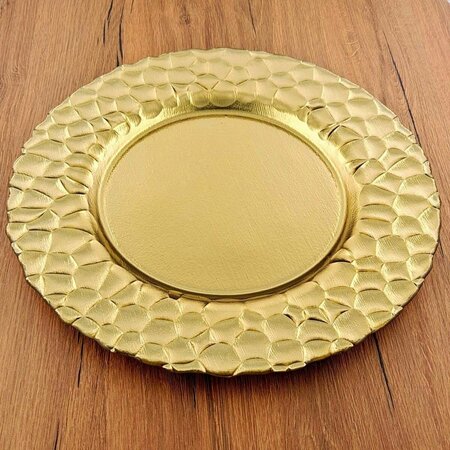 RED POMEGRANATE COLLECTION 13 in. Rocher Charger Plates, Gold - Set of 4 4533-1